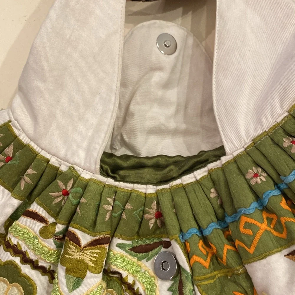 Moyna Ladies‎ Embroidered Tote Handbag.  Never Used.  White w/green. - Picture 5 of 7